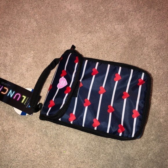 Arctic Zone Dual Closure Insulated Lunch Bag Hearts Striped Print NWT NEW - Picture 4 of 13